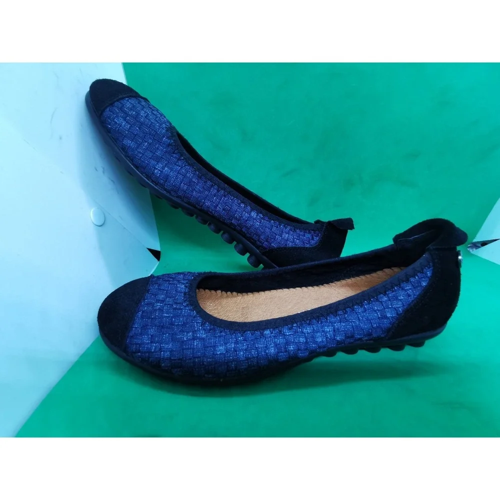 Bernie Mev Bella Me Womens EU 38 US 7 Ballet Flats Black Woven Cap Toe Comfort